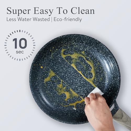 22 Piece Black Granite Nonstick Ceramic Cookware Set Induction Compatible PFOS/PFOA-Free