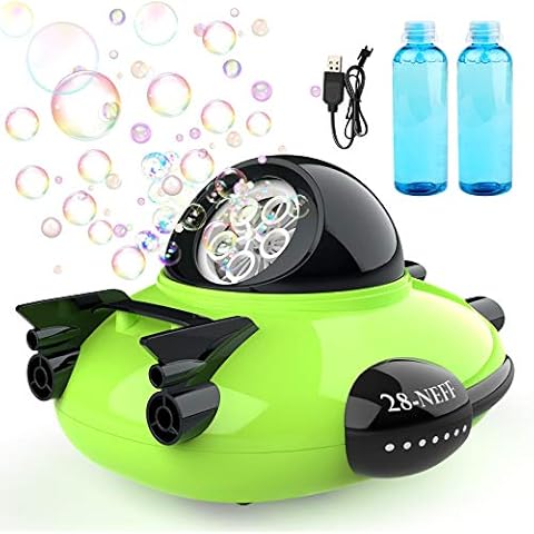 Baztoy Bubble Machine, Spaceship Automatic Bubble Maker with 2 Bottles Bubble Solution,Bubble Blower Kids Toys for Boys Girls Toddlers Indoor Outdoor Garden Toys for Party Pool Wedding Birthday Gifts Cover