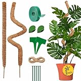 30 Inches Bendable 2 Pack Moss Pole Monstera Plant Support Stakes - Moss Poles for Climbing Plants, Plant Stakes for Indoor Plants - Coco Coir Pole Moss Stick for Monstera, Pothos.