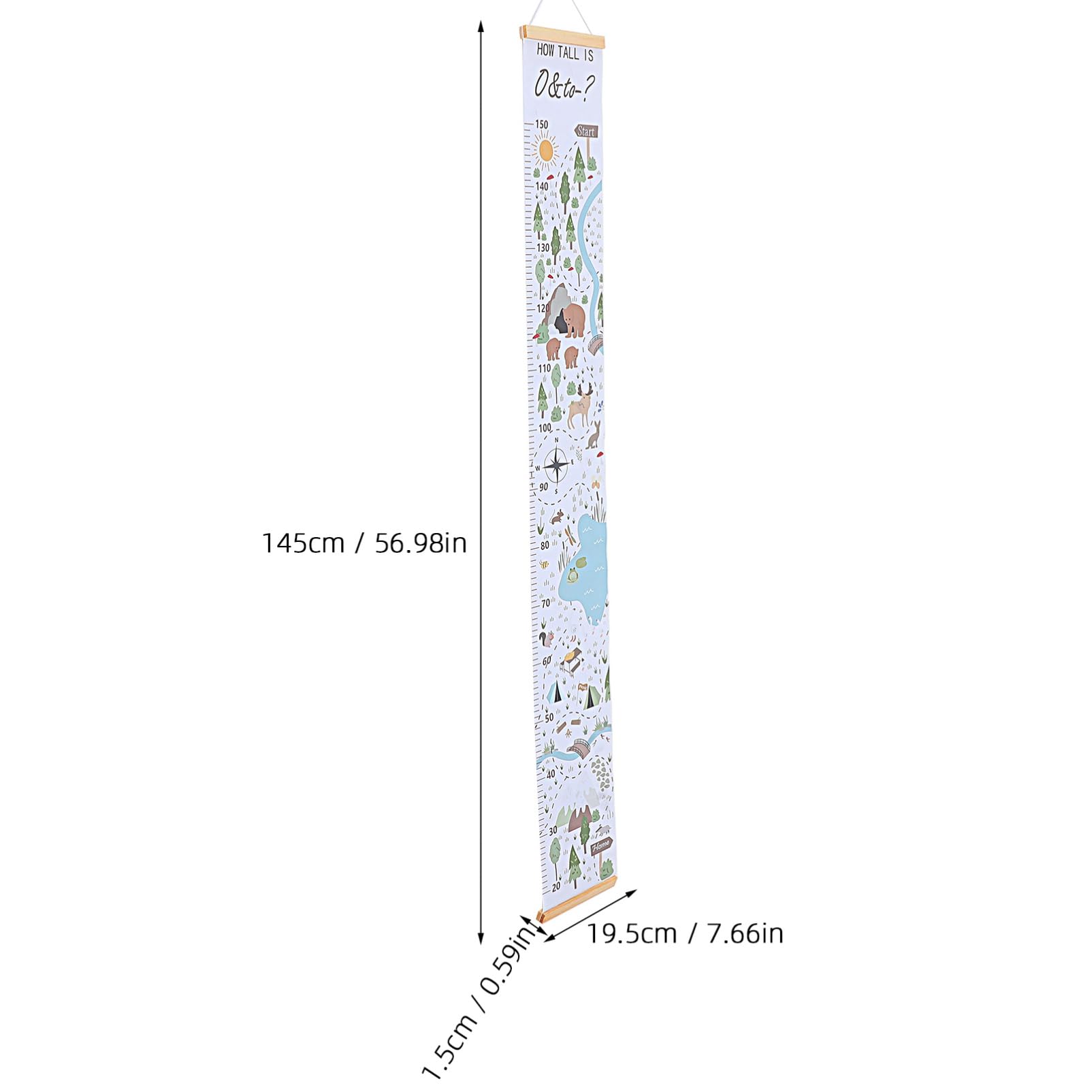 CIYODO Nursery Growth Chart Wall Hanging Removable Measuring Ruler for Cartoon Themed Height Chart for Boys for Bedroom and Nursery Decor