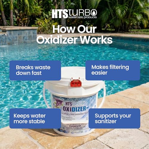 Image of Oxidizer Shock for Pools, Hot Tubs & Spas - 5 lbs Made in USA | Fast-Dissolving Oxidizing Shock for Pool | Non Chlorine Pool Shock Treatment | Non Chlorine Shock for Pool Clears Water