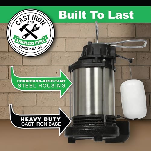 Image of WAYNE CDU980E 3 /4 HP Submersible Sump Pump - Cast Iron & Stainless Steel, Vertical Float Switch, 5,490 GPH, 5-Year Warranty
