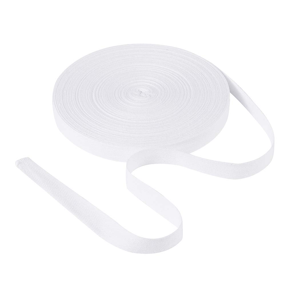 Craftdady 49 Yards Cotton Twill Tape Ribbons 5/8" White Herringbone Ribbons Bunting Tape for Earloop Sewing DIY Crafts Making Gift Wrapping โ image 1