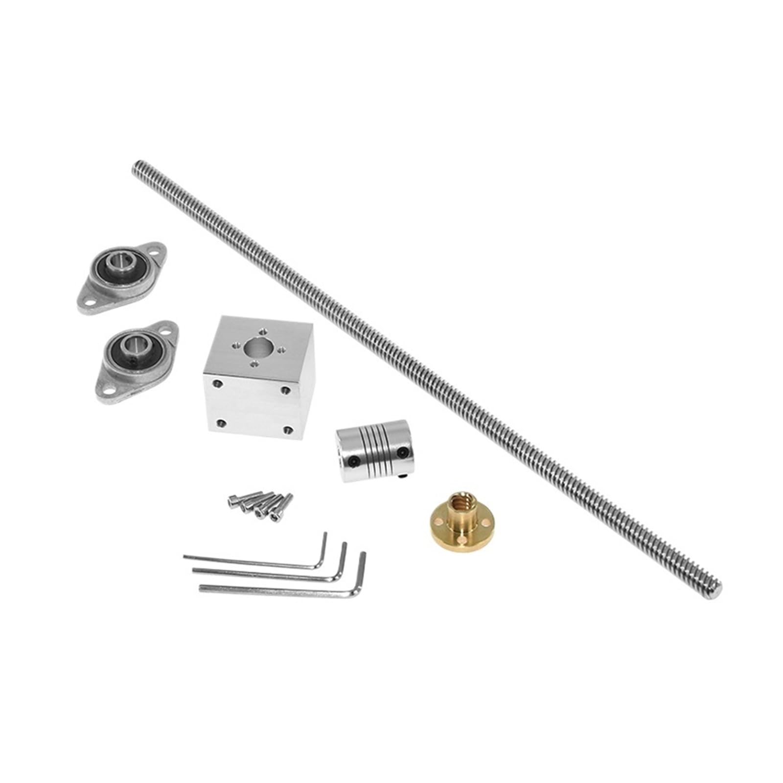 Metal Ball Screw nut T10 Lead Screw Screw Diameter 10mm Trapezoidal Screw Nut Screw Set with Nut Holder Vertical Kit(1500mm)