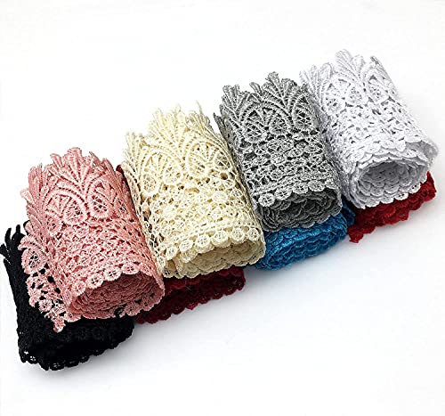 Fqtanju 5 Yard Floral Lace Edge Trim 9Cm Wide Ribbon Edging Trimmings Wedding Dress Embellishment Gift Party Decoration Applique Diy Sewing Crafts (Gray) #TOP5