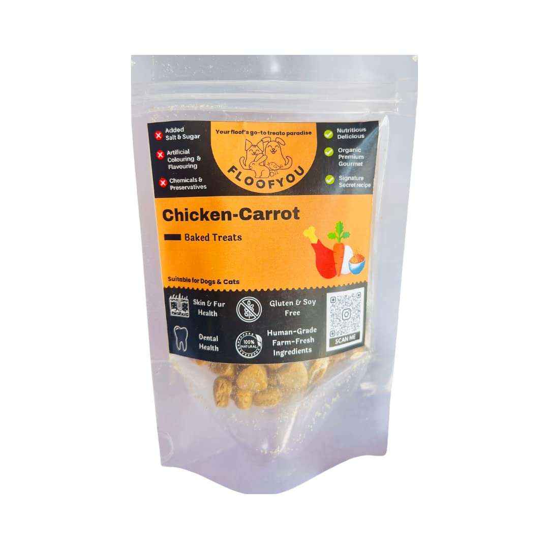 FloofYou Chicken Carrot Small Bite Sized Cookies Natural Healthy Dog Treat Biscuits Sancks