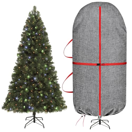 Sac de Rangement vertical pour Sapin de Noël – Sac de Protection avec Sangles Réglables, Housse de Protection pour Sapin de Noël de 7,5'' pour Sapin Artificiel, Imperméable, Anti-Poussière