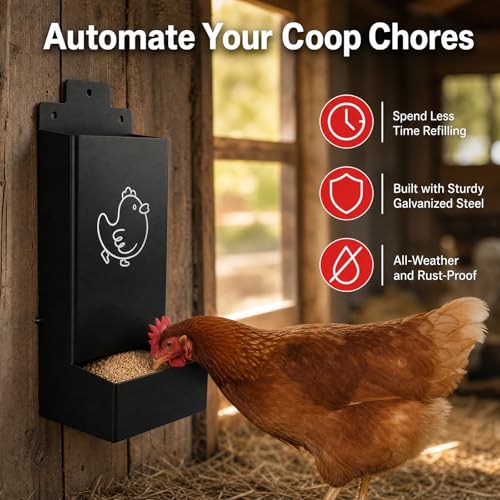 Lot de 2 Mangeoires à Grit pour Poules, Mangeoire Poule, Distributeur de Grit et Coquilles d’Huîtres, Mangeoire Métal pour Volaille, Distributeur Mural pour Poules, Canards et Oiseaux de Basse Cour – vue 3