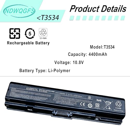 Image of PA3534U-1BRS Laptop Battery Replacement for Toshiba Satellite A200 A210 A300 A350 A355 L300 L200 L505 L555 PA3533U-1BRS PA3533U-1BAS PA3534U-1BAS PA3535U-1BAS