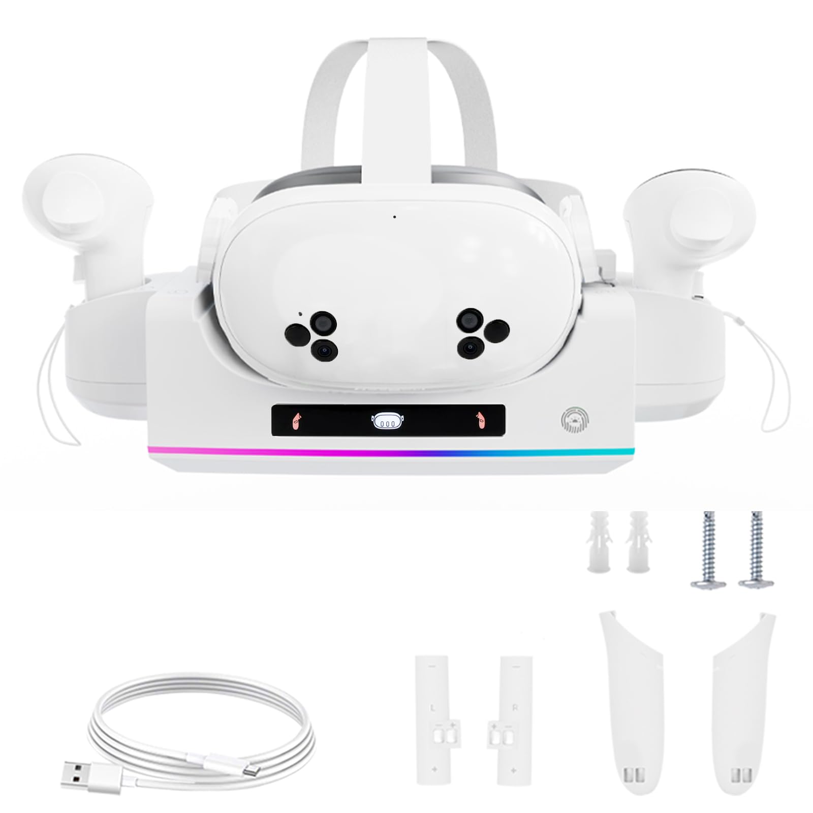 VR Charging Station for Meta Quest 3s, Fast Charging Dock with LED Indicator, Wall Mount Quest 3s Charging Stand for VR Headset and Touch Controller