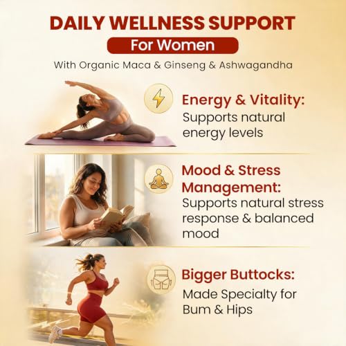 Image of Maca Plus Capsules, Organic Maca Root 7500mg, Vegan, 60 Ct | With Ashwagandha, Ginseng & Tribulus, Supports Energy, Mood & Curve for Women