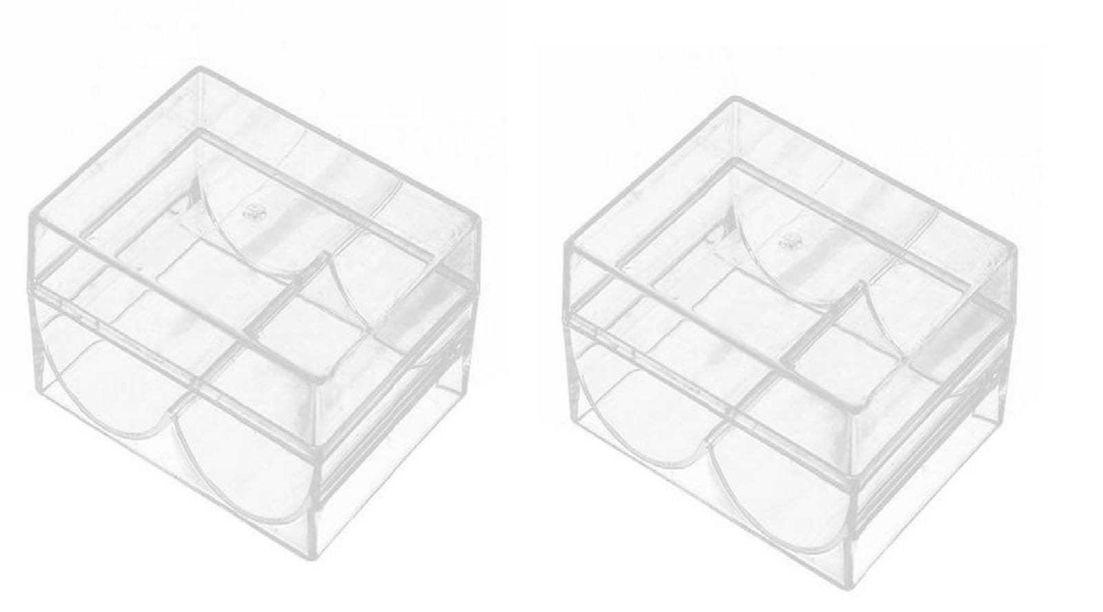 Acrylic Poker Chips Tray - 2 Poker Chips Box, Poker Chips Holder Tray, Clear Acrylic Box Container, Transparent, 8.5x6.6x4.4 cm