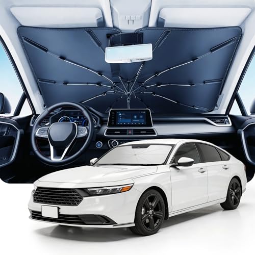 DMJN Umbrella Windshield Sun Shade for Honda Accord (2001-2026) Car Sunshade for Front Windshield [Nano Ice-Crystal Coatings] UPF50+ Heat & UV Block Protect Interior & Keep Cooler