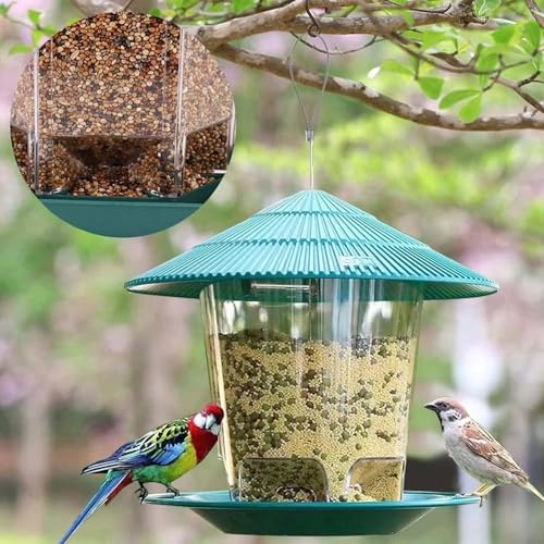 Vogelfutterstation Zum Aufhängen,820ml Faltbarer Vogelfutterspender zum Aufhängen,Futterhaus für Vögel Hängend Kunststoff,Wildvogel Futterspender Wetterfest,Vogelfutterhaus,für Balkon Garten