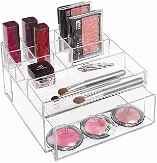 iDesign 37360 Drawers Jewellery and Makeup Organiser, Cosmetics Storage Box with 11 Compartments, Plastic, Clear