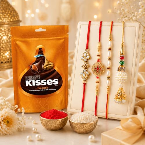 CraftVatika Rakhi Gift for Brother with Chocolate Gift Pack for Bhaiya and Bhabhi Kids, Rakhabandhan Gift pack for Bhaiya Bhabhi with Kisses Chocolate Combo, Rakshabandhan Premium Gift Set for Kids Boy (Design 1)