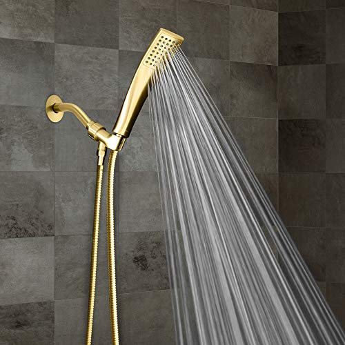 Showermaxx, Elite Series, 2.3 Inch Ultra High Pressure Hand Held Shower Head, Extra Long Stainless Steel Hose, Maxx-Imize Your Shower With Showerhead In Polished Brass/Gold Finish #TOP3