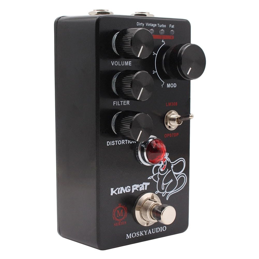 Pedal de efectos de guitarra, distorsión de pelusa, selección de 4 modos, control de filtro de volumen, para guitarra eléctrica, color negro