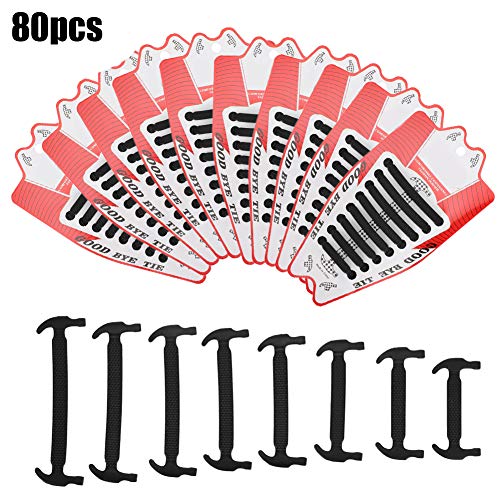 Fdit 80 Stück Silikon Lazy Schnürsenkel Tieless Elastic Silikon Schnürsenkel Black Running Sneakers Schuhschnur für Erwachsene