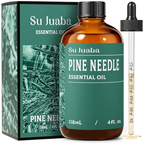 SU JUABA 4 Fl Oz Pine Needle Essential Oil, 100% Natural Aromatherapy Oil for Diffuser, Skin, Hair, Candle & Soap Making - 118ML