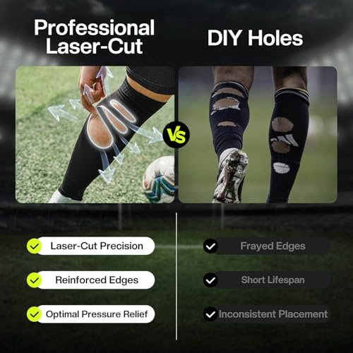 Pre-Cut Grip Soccer Socks with 3 Breathable Holes - Calf Relief Non Slip Knee High Football Socks for Men4
