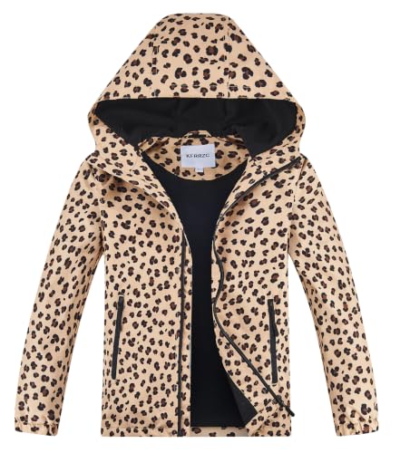 Image of Boys Girls Rain Jackets Waterproof Hooded Fleece Raincoats Lightweight Windbreakers for Kids