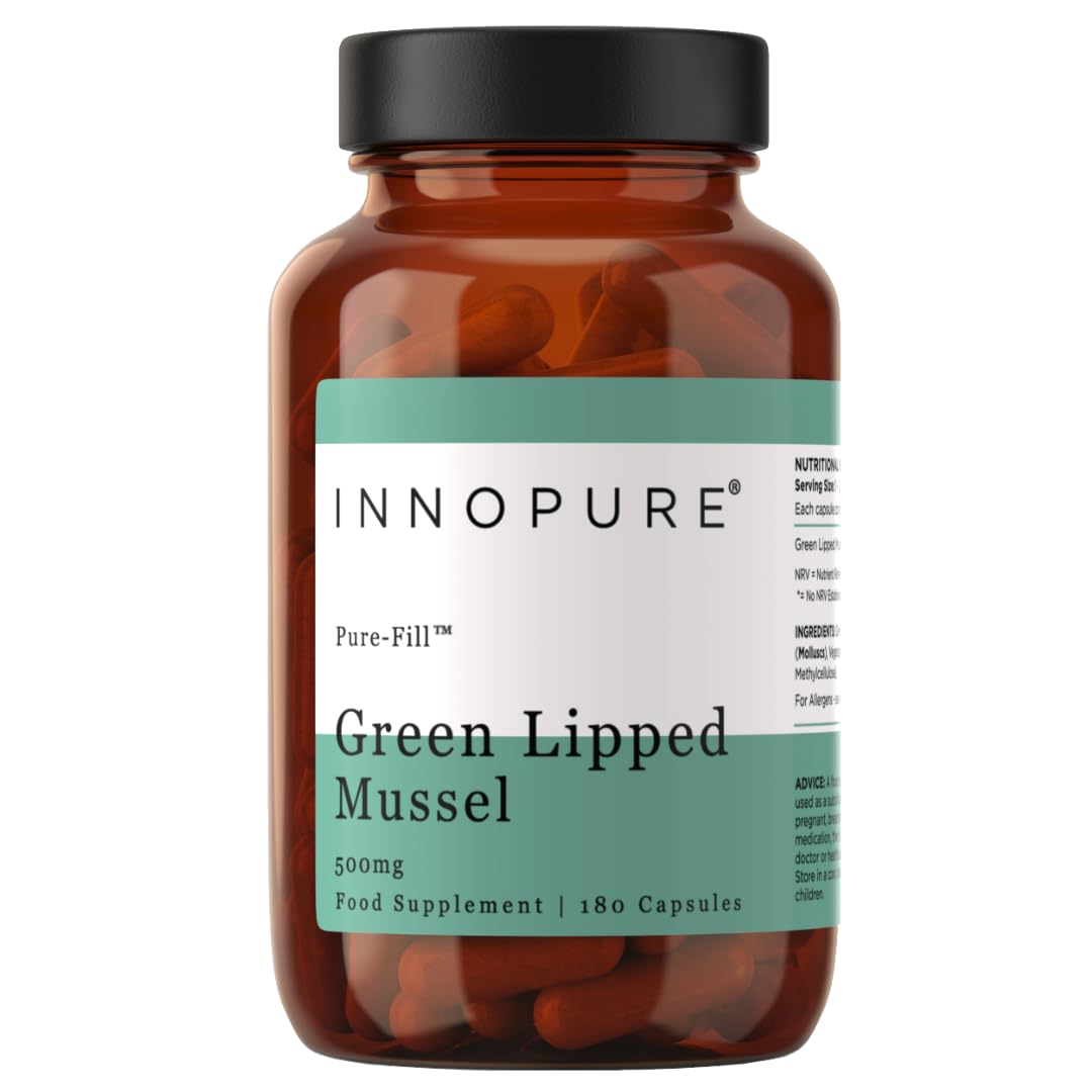 INNOPURE Green Lipped Mussel,180 Capsules 500mg from Pure New Zealand Waters CO₂ Extracted for Maximum Lipid Content, No Fillers or Binders, Clean Label Supplement