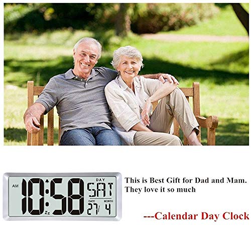 TXL Jumbo Digital Alarm Clock, Large LCD Display Timer/Calendar/Temperature/Snooze/12-24H, Energy Saving Battery Operated Extra Large Digital Wall Clock, Desk Clock for Bedside Office Gym Hotel,Silver - Thumbnail 4