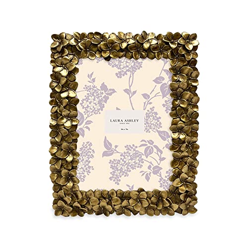 Image of Laura Ashley 5x7 Gold Flower Textured Hand-Crafted Picture Frame w /Easel