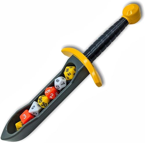 Miniatura 3 de getDigital RPG - Caja de dados con forma de espada, bolígrafo de mesa y estuche de dados de papel para hasta 7 dados RPG, almacenamiento para juegos