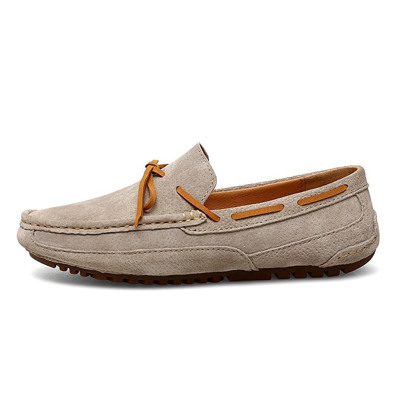 Men's Loafers Shoes Round Toe Leather Boat Shoes Comfortable Lightweight Flexible Walking Casual Slip-on(Khaki,10)2