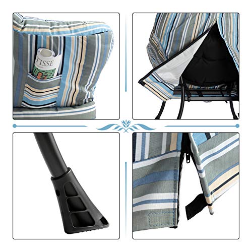 Abocofur Modern Large Cotton Fabric Lazy Chair，Accent Contemporary Lounge Chair, Single Steel Frame Leisure Sofa Chair With Armrests And A Side Pocket, Stripe #TOP4