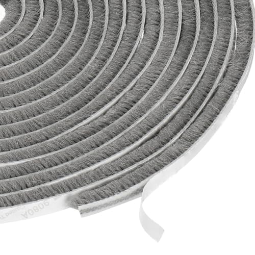 Cepillo burletes excluidor de corrientes de aire Sello autoadhesivo los 5m del cepillo for tamaños multi multicolores de Windows las puertas corredizas(Grey,5mmx9mm)