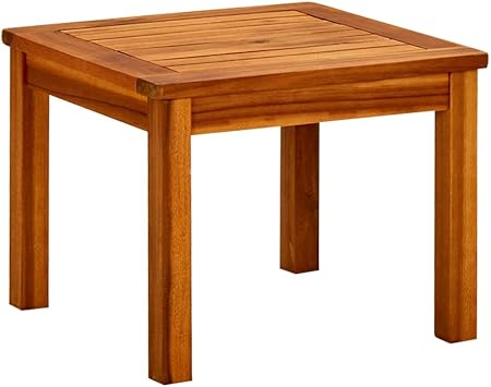 Patio Coffee Table 17.7"x17.7"x14.2" Solid Acacia Wood Outdoor Furniture Side Table with Slatted Top for Garden and Patio