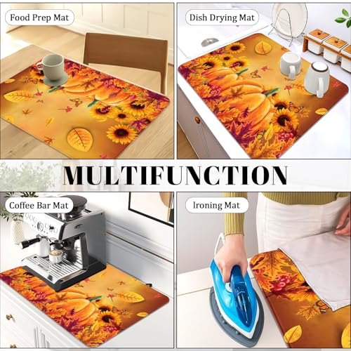 Image of Fall Stove Top Cover for Electric Stove 28 inchx 20 inch, Pumpkin Leaves Heat Resistant Glass Top Stove Cover Protector, Glass Cooktop Covers, Kitchen Flat Electric Stove Top Covers