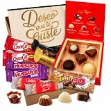 Cajita Regalo VIP ORIGINAL con Caja Roja de Nestlé y 14 Bombones y Chocolates Toblerone, Kit Kat, Galletas Lotus Biscoff, Huesitos y Chocolate · Día de la Madre · Con Tarjeta y Texto Personalizada