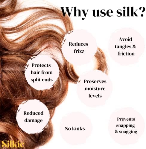 SILKIE x4 Set 100% Pure Mulberry Silk Black Brown Skinny Scrunchies Travel Pouch Everyday Hair Ties Elastics Hair Care Ponytail Holder No Damage