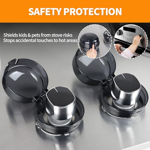Gas Stove Knob Covers – Heat-Resistant Baby Proof Stove Knob Covers, Universal Size Gas Stove Knob Locks, Stove Child Proof Knobs with Adhesive, Stove Safety Guard for Kids Toddler Pet(4 Pack) - Image 5