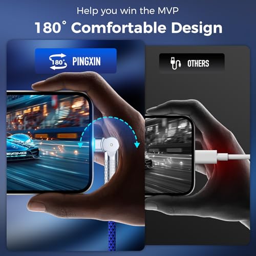 USB C to USB C Cable 10FT 240W, 180°Rotating USB C Cable Braided Type C Charger Cable Fast Charge for iPhone 17/16Pro 17/16Plus 17/16ProMax,MacBook Air,iPad Pro,Pixel,Samsung Galaxy S23/S24Ultra-Blue - Image 5