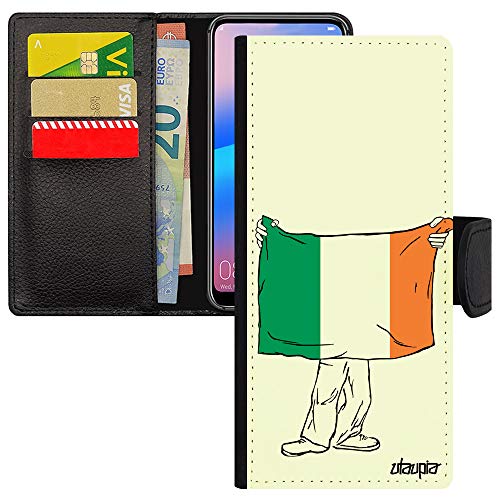 Coque Note 20 drapeau Irlande : étui portefeuille simili cuir rigide football