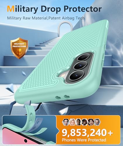 Image of FNTCASE for Galaxy A37-5G Phone Case - Samsung Military Grade Drop Protection Cases, 14ft Drop Tested, Screen Protector Included, Anti-Slip Textured, TPU+PC Dual Layer Shockproof Cover (Mint Green)