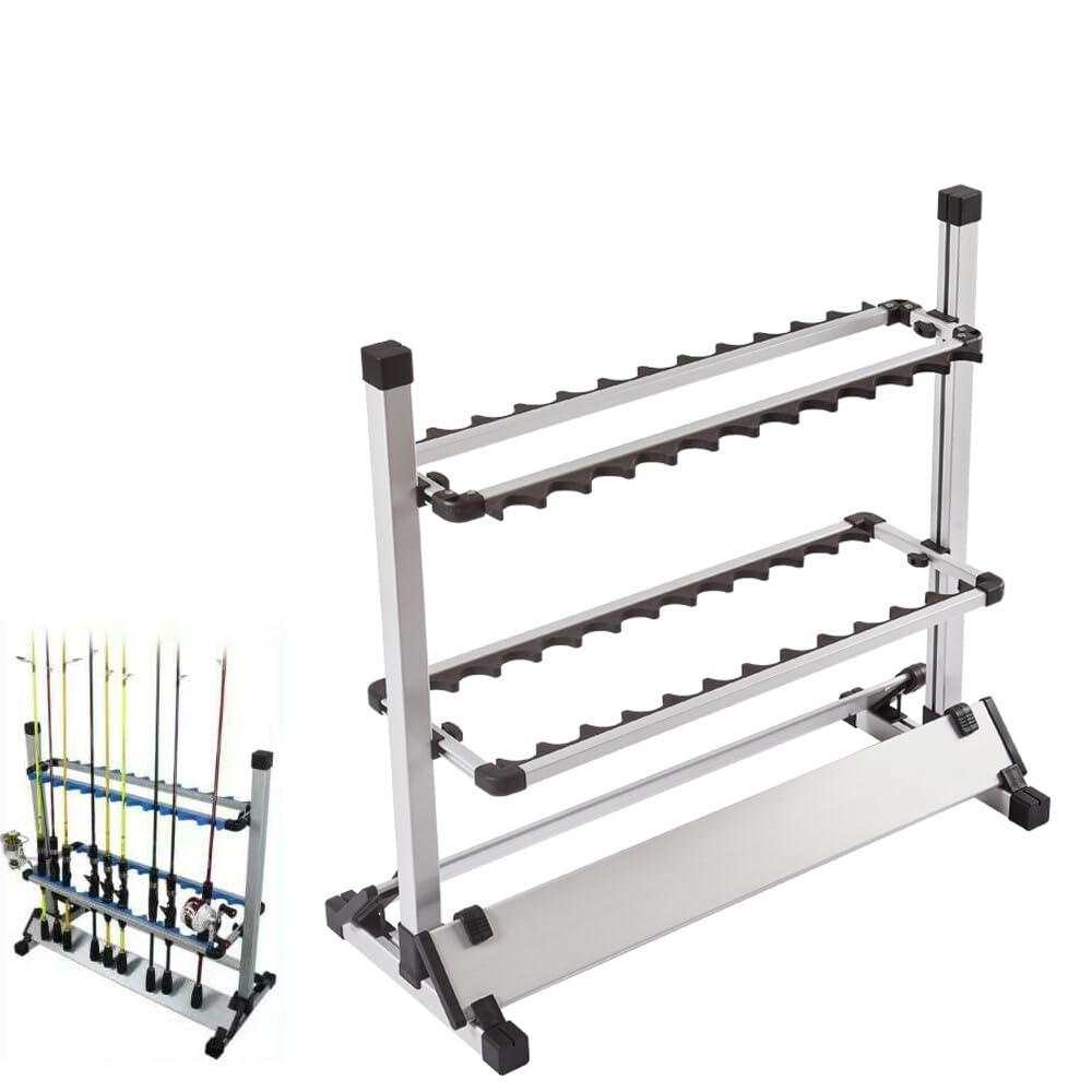 Angelrutenständer,Tragbar Rod Pod Stehend Aluminiumlegierung 24 Ruten Display Ständer