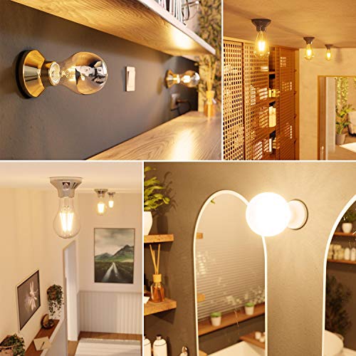 ledscom.de LED plafondlamp ELEKTRA Porseleinen zilveren bol incl. E27 G125 lampen warmwit per stuk 838lm, 10 st. - Afbeelding 5