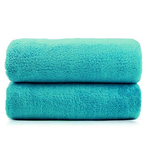 Pack Of 2 Luxury Super Bath Sheet Extra Large & Soft High Absorbent Beach Towels 100% Egyptian Cotton Quick Dry Plush Fluffy Towels(95x200). (Turquoise)