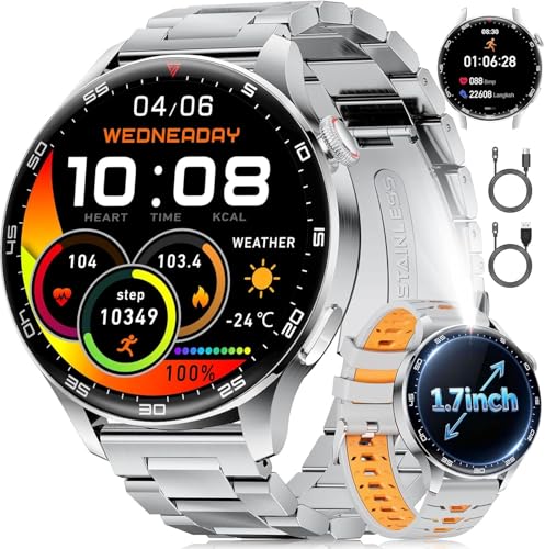 ESFOE Reloj Inteligente Hombre,1.7'' Grande Smartwatch Hombre con LED Linterna/800mAh Batería/Doble Carga/100+ Modos Deporte,IP68 Impermeable...