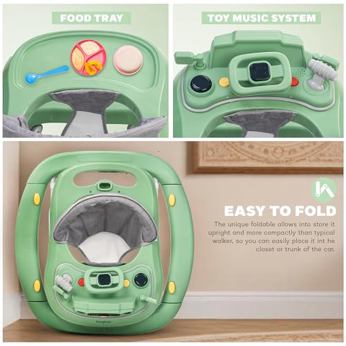 Image of Baybee 2 in 1 Gypsy Baby Walker for Kids with Rocker, Parental Push Handle | Activity Push Walker with Adjustable Height & Musical Toy Bar | Kids Walker for Baby 6-18 Months Boy Girl (Green)