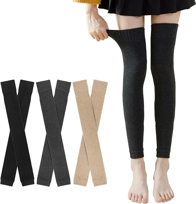 Image of Leg Warmers for Women, Over the Knee High Leg Warmers, Knit Footless Long Socks