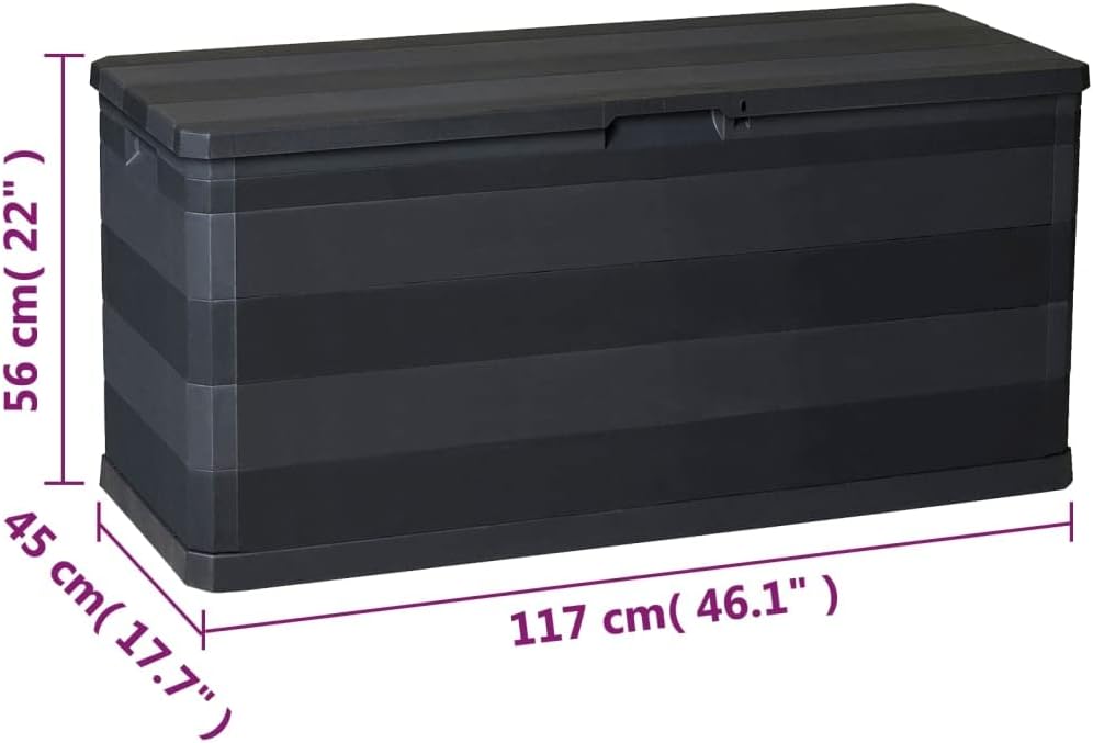 vidaXL Storage Box Black Polypropylene Medium Storage Box Rectangular