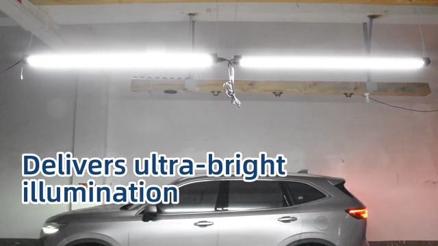 Image of hykolity 4FT 70W LED Shop Light Linkable, 8000lm(300w Equivalent), 5000K Utility Shop Lights for Garages, Workshops, Basements, Hanging or FlushMount, with Power Cord and Pull Chain, ETL, Black,2 Pack
