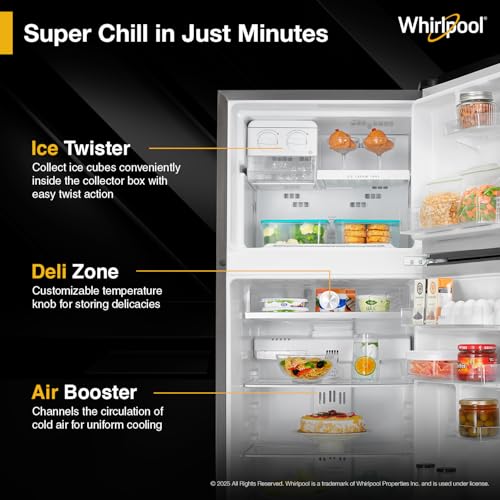 Image of Whirlpool 215 L Frost Free Triple-Door Refrigerator | Zeolite Technology | Microblock Technology [FP 223D PROTTON ROY RADIANT STEEL(Z), Up to 44% Reduction in Cold Air Loss*]